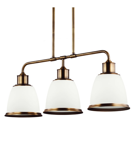 Feiss F3017/3AGB-F Hobson 3 Light 36 inch Aged Brass Island Chandelier Ceiling Light in Fluorescent