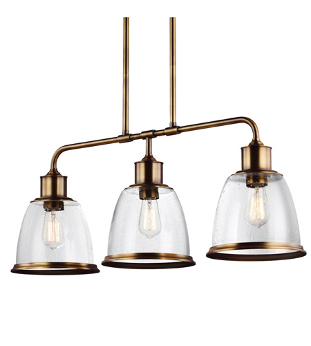 Feiss F3019/3AGB-F Hobson 3 Light 36 inch Aged Brass Island Chandelier Ceiling Light in Fluorescent