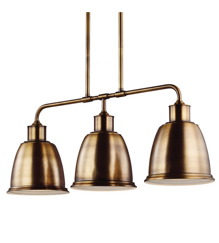 Feiss F3021/3AGB Hobson 3 Light 36 inch Aged Brass Island Chandelier Ceiling Light