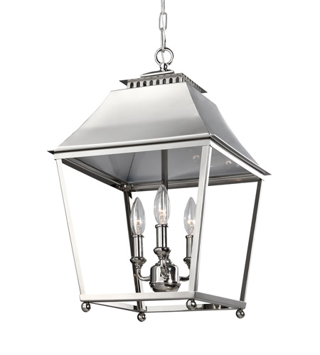 Feiss F3089/3PN Galloway 3 Light 13 inch Polished Nickel Pendant Ceiling Light in Polished Nickel with White Stainless Steel 