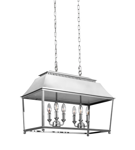 Feiss F3105/6PN Galloway 6 Light 19 inch Polished Nickel Chandelier Ceiling Light in Polished Nickel with White Stainless Steel 