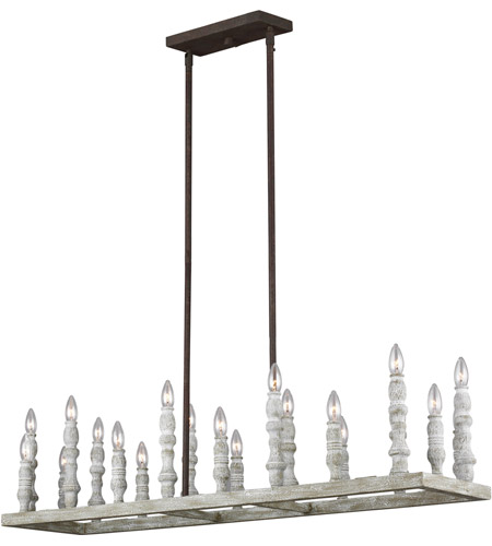 Feiss F3144/20DFB/DWH Norridge 20 Light 12 inch Distressed Fence Board / Distressed White Chandelier Ceiling Light