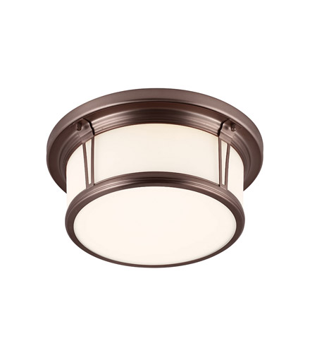 Feiss FM388CLT-F Woodward 2 Light 13 inch Chocolate Flush Mount Ceiling Light in Fluorescent