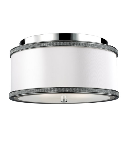Feiss FM442PN-F Pave 2 Light 13 inch Polished Nickel Flush Mount Ceiling Light in Fluorescent