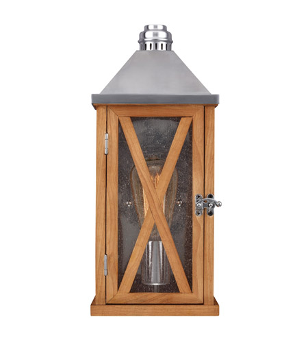 Feiss OL17000NO Lumiere 1 Light 15 inch Natural Oak and Brushed Aluminum Outdoor Lantern Wall Sconce