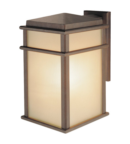 Feiss OL3402CB-F Mission Lodge 1 Light 15 inch Corinthian Bronze Outdoor Wall Lantern in Fluorescent, Amber Ribbed Glass