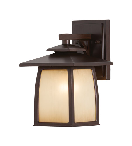 Feiss OL8500SBR-F Wright House 1 Light 11 inch Sorrel Brown Outdoor Wall Lantern in Fluorescent, Striated Ivory Glass