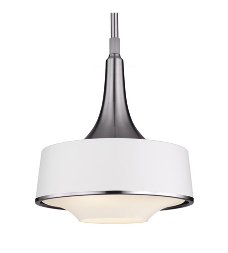 Feiss P1285BS/TXW-F Holloway 1 Light 9 inch Brushed Steel and Textured White Pendant Ceiling Light in Fluorescent