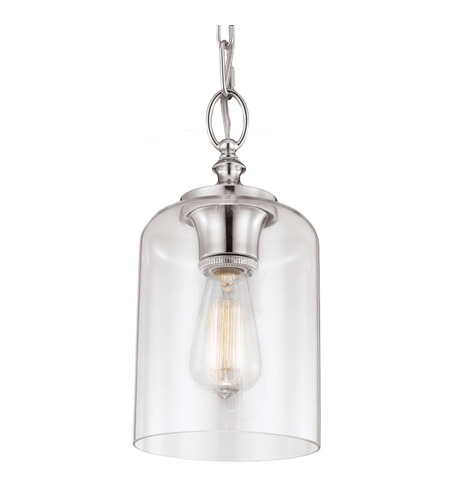 Feiss P1310PN-F Hounslow 1 Light 7 inch Polished Nickel Mini-Pendant Ceiling Light in Fluorescent, Clear Glass