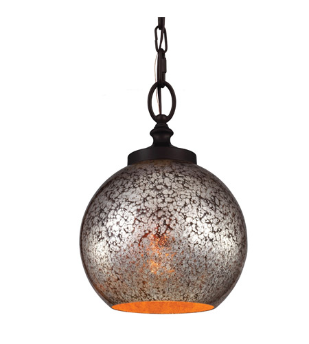 Feiss P1318ORB-F Tabby 1 Light 9 inch Oil Rubbed Bronze Mini-Pendant Ceiling Light in Fluorescent, Brown Mercury Plating Glass