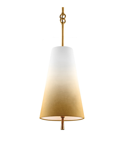 Feiss P1327BLB-F Tori 1 Light 8 inch Bali Brass Mini-Pendant Ceiling Light in Fluorescent, Gold Ombre Linen