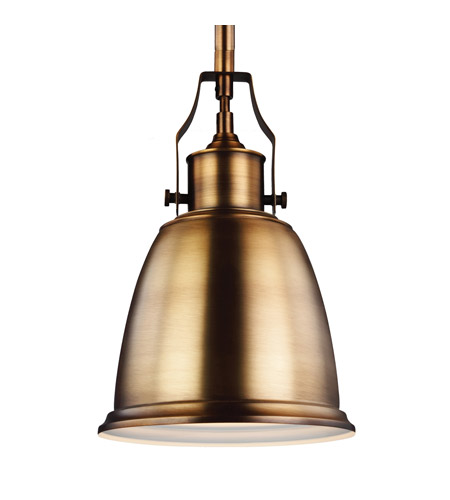 Feiss P1357AGB-LA Hobson LED 8 inch Aged Brass Mini-Pendant Ceiling Light in Screw-in LED