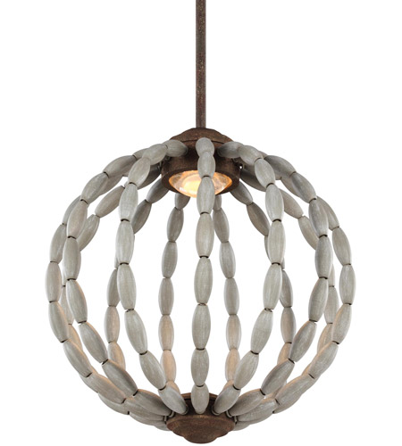 Feiss P1431DWG/WI-L1 Orren LED 14 inch Driftwood Grey / Weathered Iron Pendant Ceiling Light