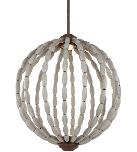 Feiss P1432DWG/WI-L1 Orren LED 20 inch Driftwood Grey / Weathered Iron Pendant Ceiling Light