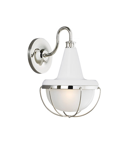Feiss Livingston 1 Light Wall Sconce in High Gloss White and Polished Nickel WB1727HGW/PN