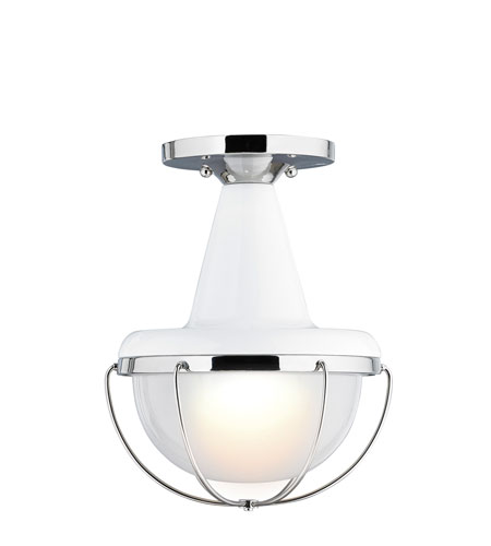 Feiss OL14013HGW/PN Livingston 1 Light 9 inch High Gloss White and Polished Nickel Outdoor Lantern Flushmount
