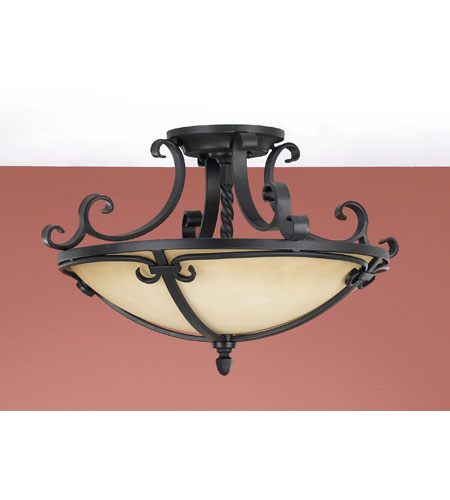 Kings Table 2 Light Semi Flush Mounts in Black SF229BK