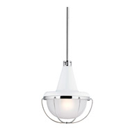 Feiss P1306HGW/PN-F Livingston 1 Light 9 inch High Gloss White and Polished Nickel Mini-Pendant Ceiling Light in Fluorescent photo thumbnail