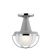 Feiss OL14013HGG/PN-F Livingston 1 Light 9 inch High Gloss Gray and Polished Nickel Outdoor Flush Mount in Fluorescent thumb