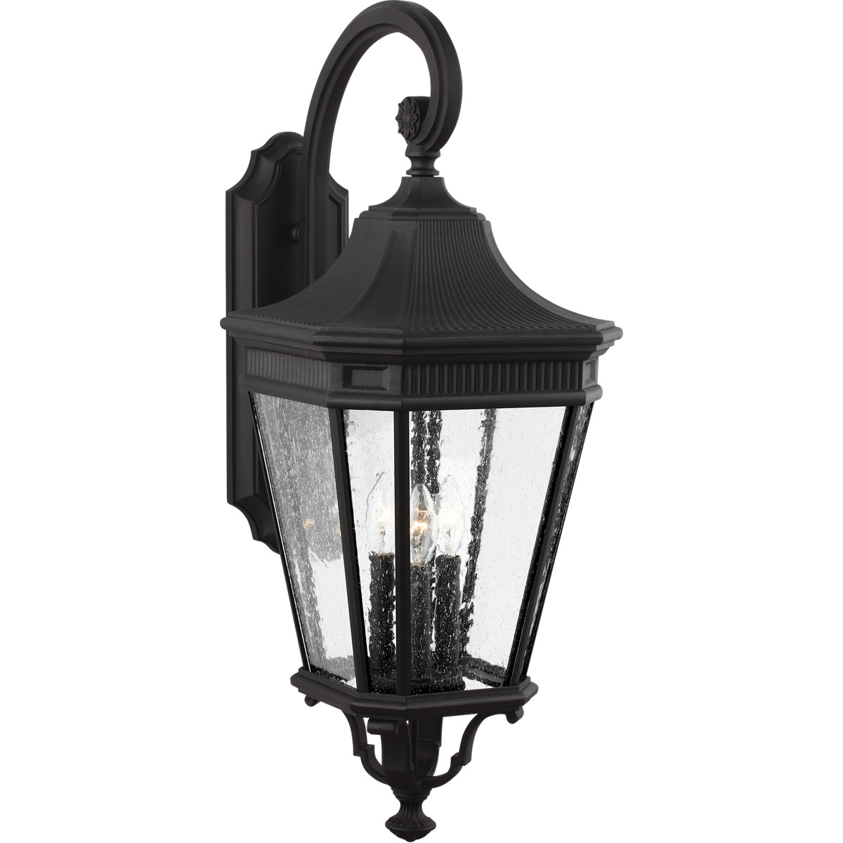 Feiss OL5424BK Cotswold Lane 3 Light 30 inch Black Outdoor Wall Lantern