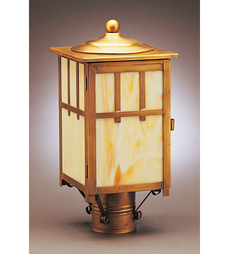 Northeast Lantern 1533-DAB-MED-SMG Lodge 1 Light 15 inch Dark Antique Brass Post Lantern in Seedy Marine Glass photo