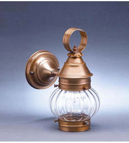 Northeast Lantern 2015-AB-MED-OPTCSG Onion 1 Light 11 inch Antique Brass Outdoor Wall Lantern in Optic Seedy Glass photo