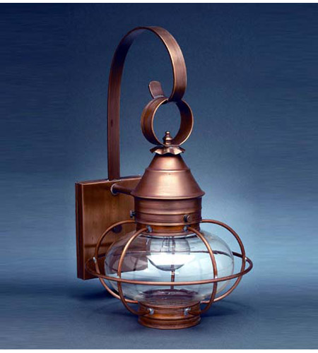 Northeast Lantern 2521-DAB-MED-CSG Onion 1 Light 16 inch Dark Antique Brass Outdoor Wall Lantern in Clear Seedy Glass Scroll photo
