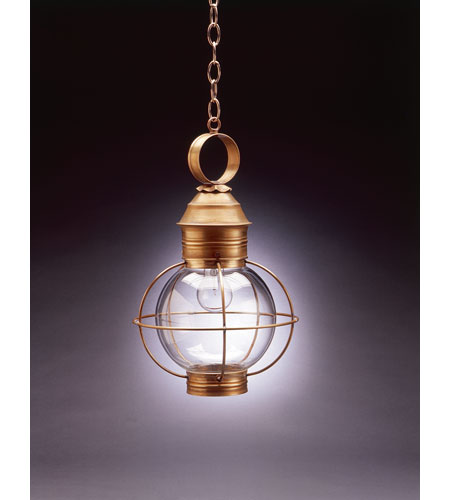 Northeast Lantern 2832-RB-MED-CSG Onion 1 Light 12 inch Raw Brass Hanging Lantern Ceiling Light in Clear Seedy Glass photo