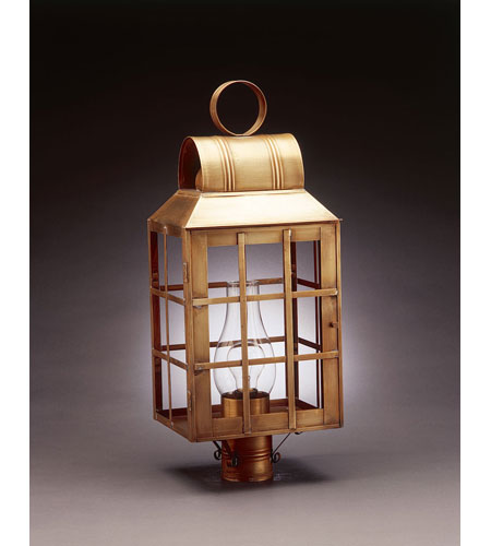 Northeast Lantern 8143-AC-CIM-CLR Lynn 1 Light 24 inch Antique Copper Post Lantern in Clear Glass, Chimney, Medium photo