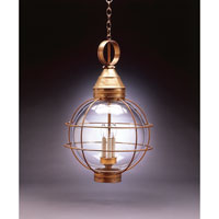 Northeast Lantern 2862-RB-LT3-CLR Onion 3 Light 18 inch Raw Brass Hanging Lantern Ceiling Light in Clear Glass, Candelabra photo thumbnail