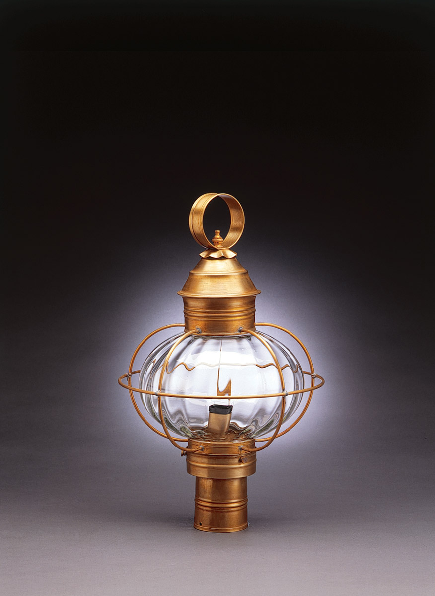 Northeast Lantern 2543-DB-MED-OPT Onion 1 Light 20 inch Dark Brass Post Lamp in Optic Glass, One 75W Medium