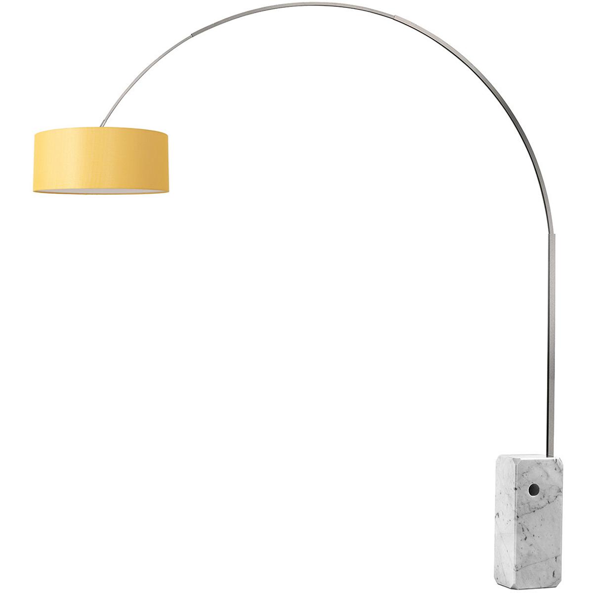Nova of California 2110811MU Iconic 95 inch 14 watt Satin Nickel and White Arc Floor Lamp Portable Light in Mustard Linen