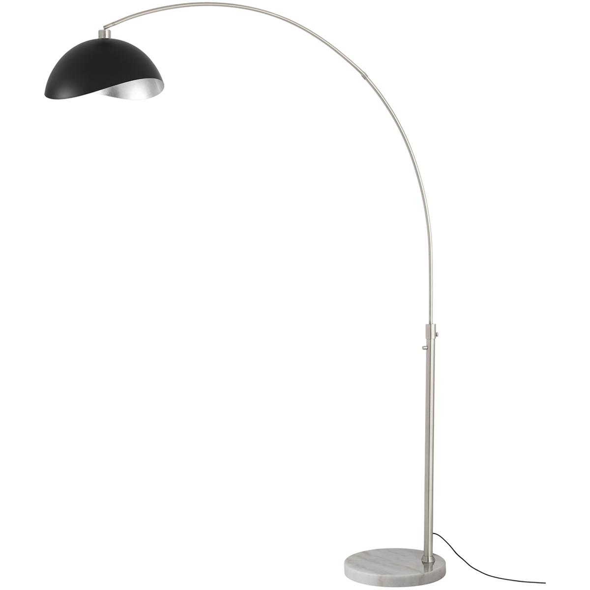 Nova of California 2114822MS Luna Bella 92 inch 14 watt Satin Nickel and White Arc Floor Lamp Portable Light in Matte Black and Silver Steel