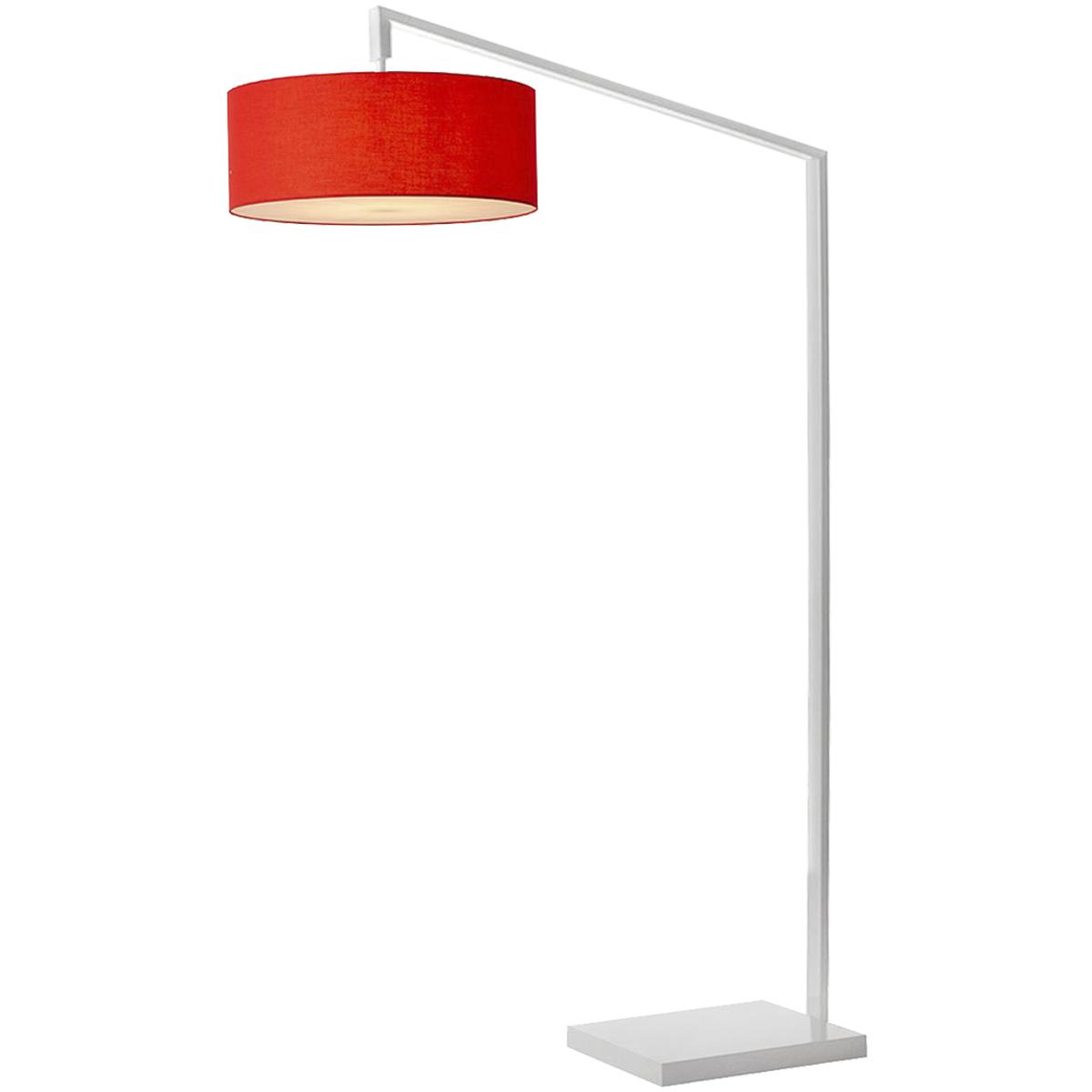 2110927CR 24 x 72 x 75 in. Stretch 1-Light Chairside Arc Floor Lamp with Crimson Red Linen Shade & White Body