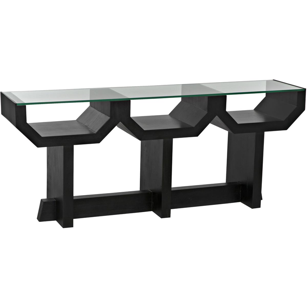 Noir GCON397HB Ando 75 X 16 inch Hand Rubbed Black Console