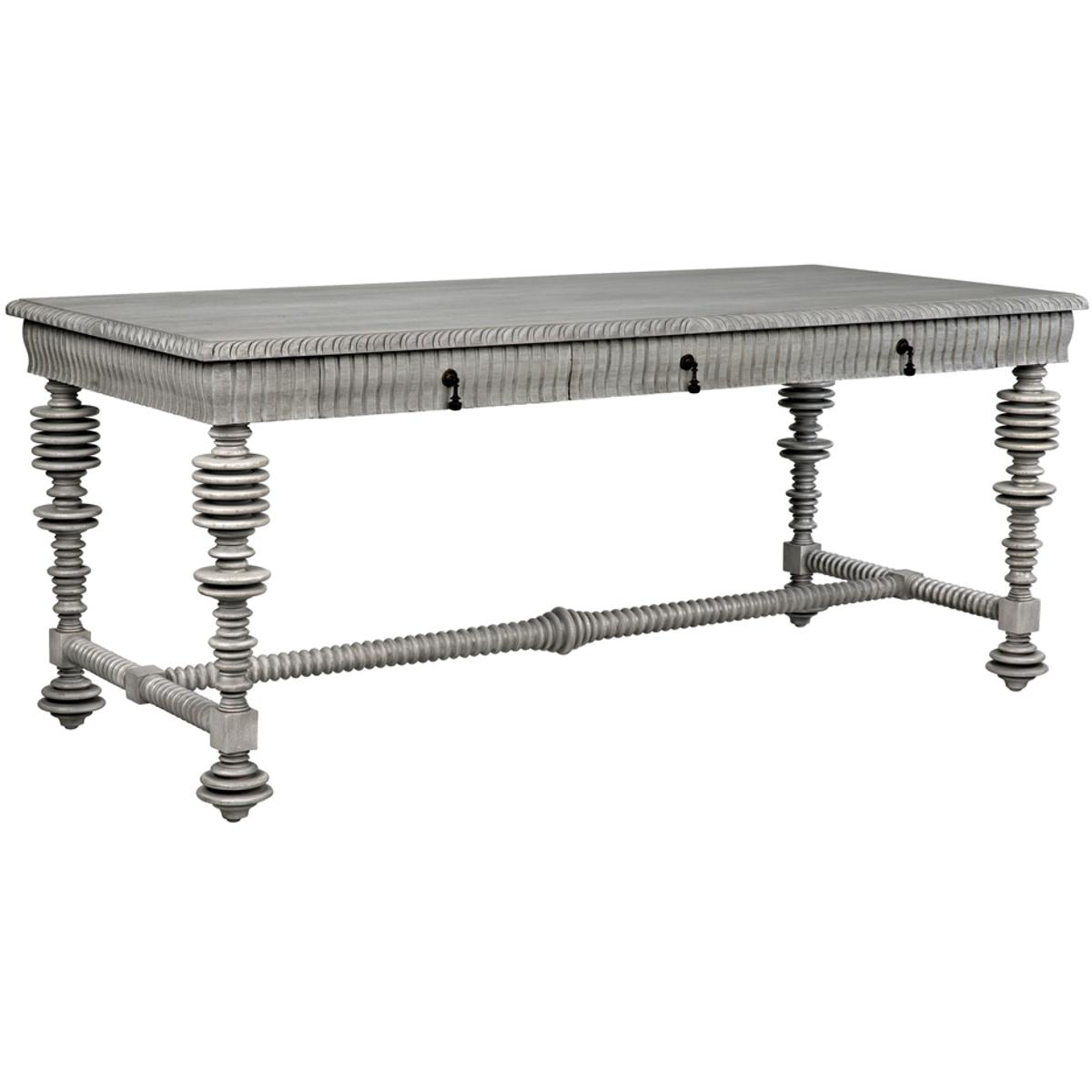 Noir GDES115DGR Portuguese 72 X 32 inch Distressed Grey Desk