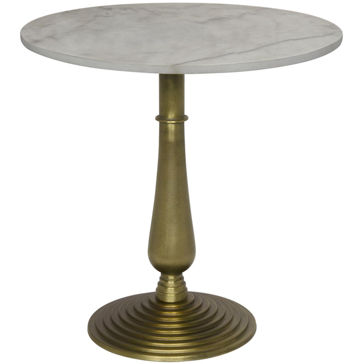 Bramwell Updated Traditional White Stone Brass Iron Round Side Table