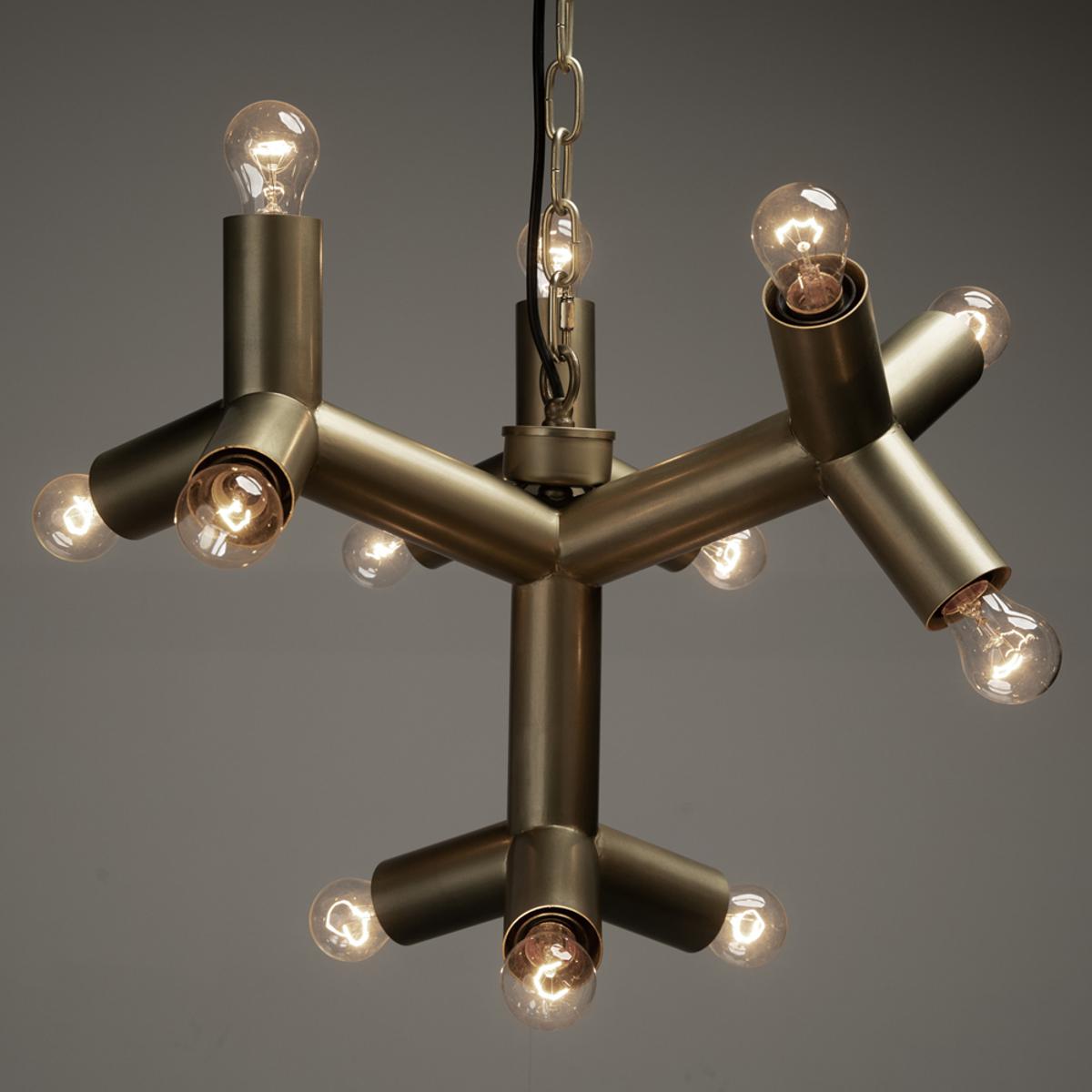 Noir LAMP531MB Snow Flake 12 Light 22 inch Antique Brass Chandelier Ceiling Light