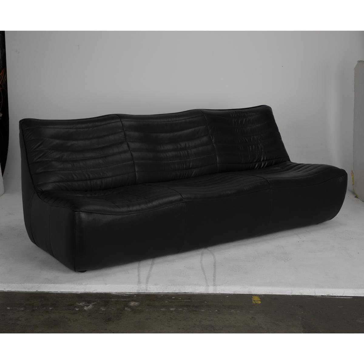 Noir LEA-S0591-3A McClain Onyx Black Sofa, 3 Seater