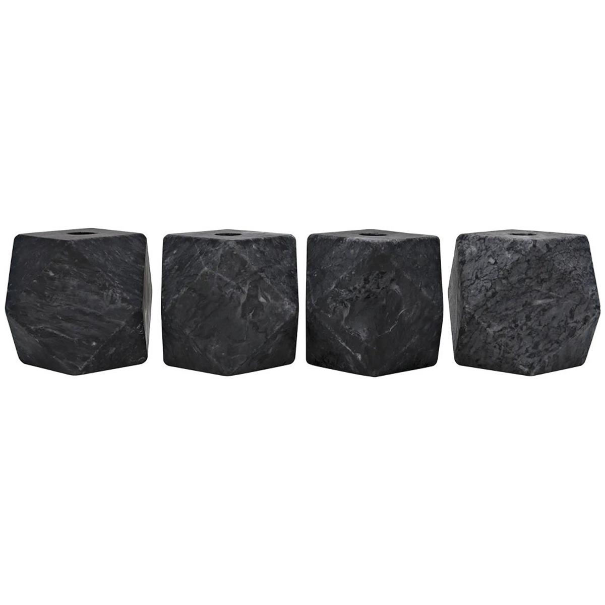 Noir YT0717-7BL Polyhedron 4 X 4 inch Decorative Candle Holder in Black, Set of 4