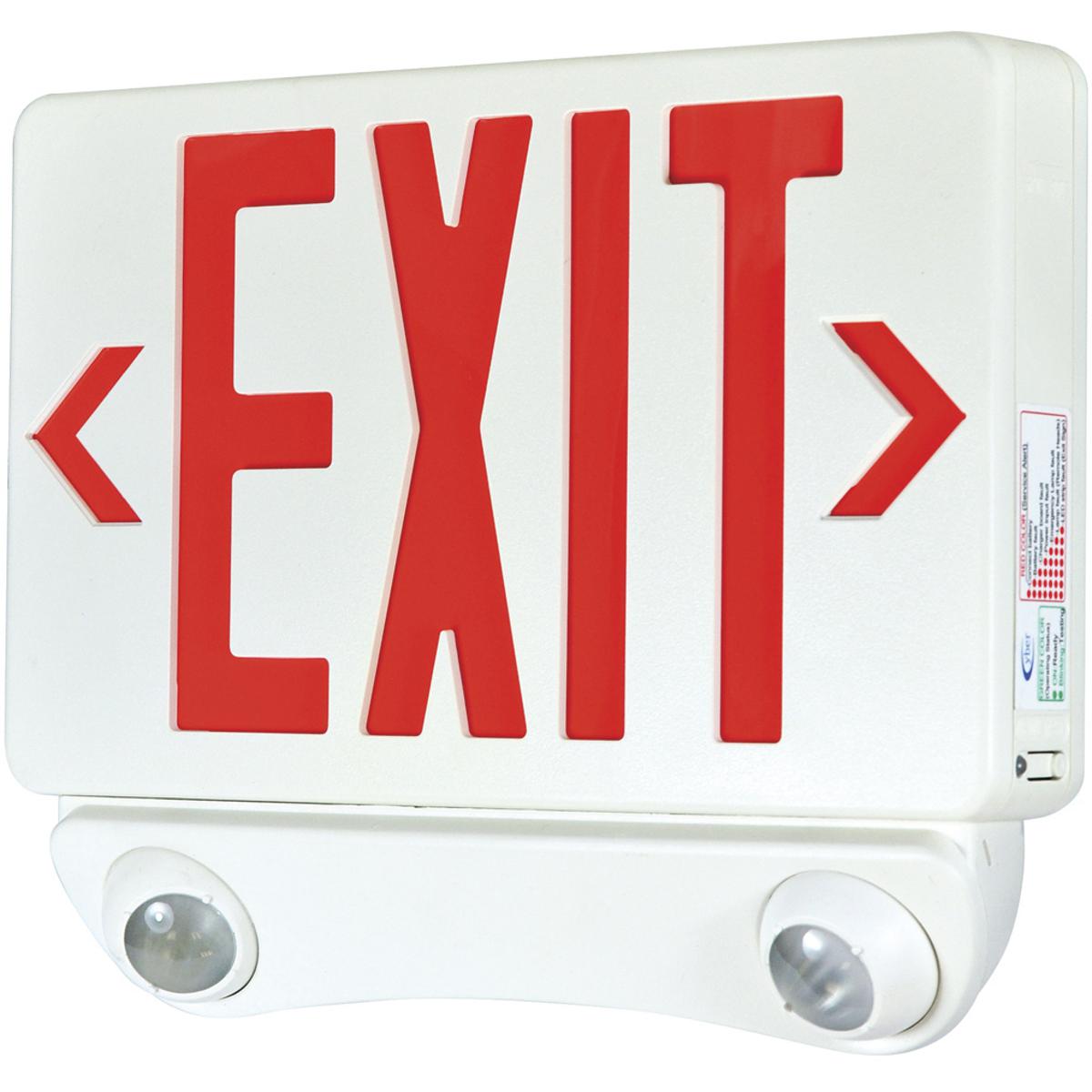 Nora Lighting NEX-730-LED-R LED Exit & LED Emergency Combo- Red Exit Letters- White housing