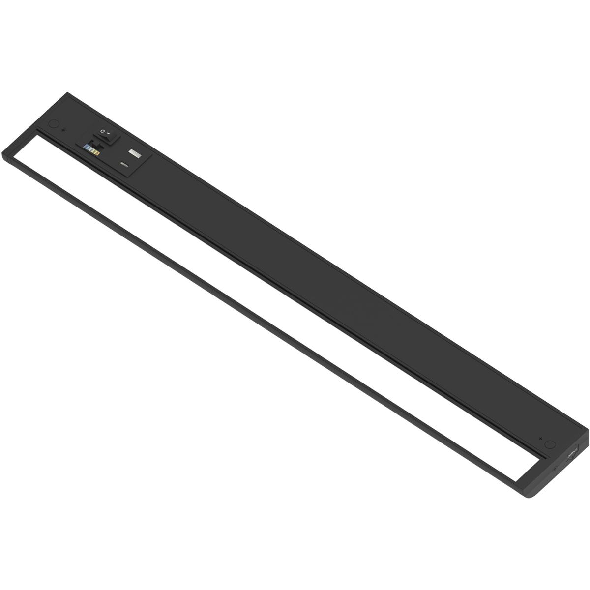 Nora Lighting NUDA-24TWB/USB LEDUR LED 24 inch Black 120V Adjustable Under Cabinet Luminaire, with Selectable CCT & USB Ports