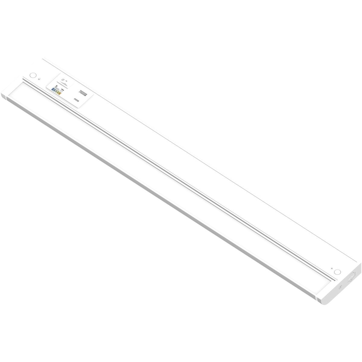 Nora Lighting NUDA-24TWMPW/USB LEDUR LED 24 inch Matte Powder White 120V Adjustable Under Cabinet Luminaire, with Selectable CCT & USB Ports