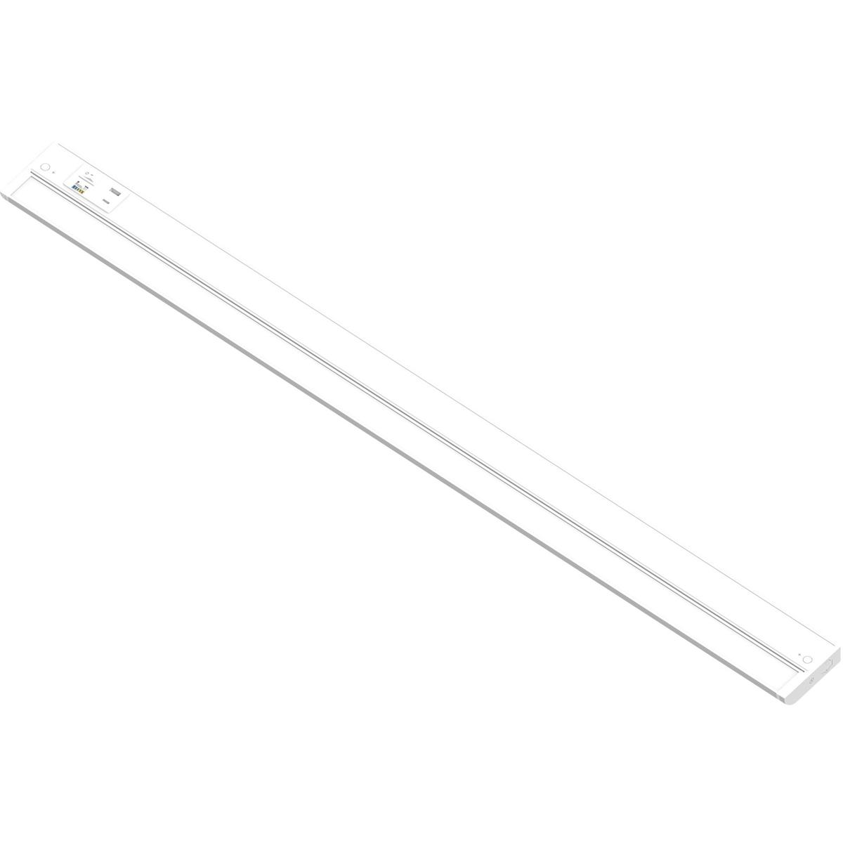 Nora Lighting NUDA-42TWMPW/USB LEDUR LED 42 inch Matte Powder White 120V Adjustable Under Cabinet Luminaire, with Selectable CCT & USB Ports