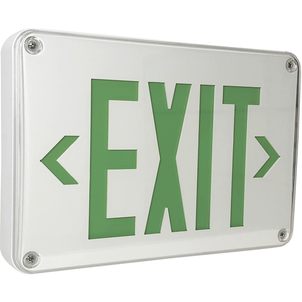 Nora Lighting NX-617-LED-G-CC LED Self-Diagnostic Wet & Cold Location Exit Sign with Battery Backup, White Housing with Red Letters