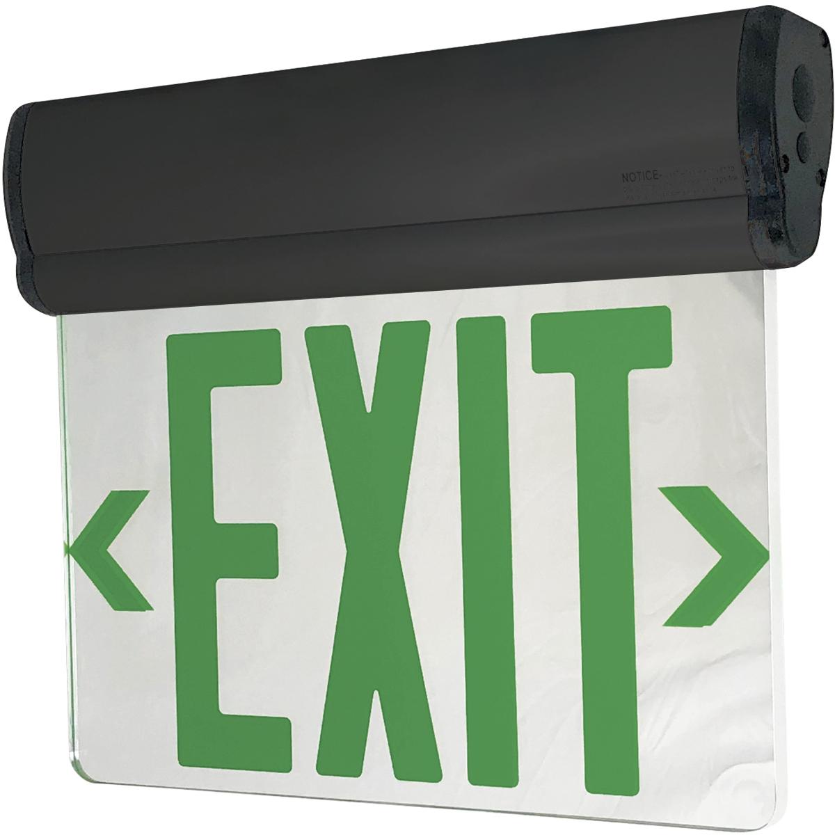 Nora Lighting NX-811-LEDG2MB 2 Circuit Adjustable LED Edge-Lit Mirrored Panel Double Face Exit Sign, Green & Aluminum