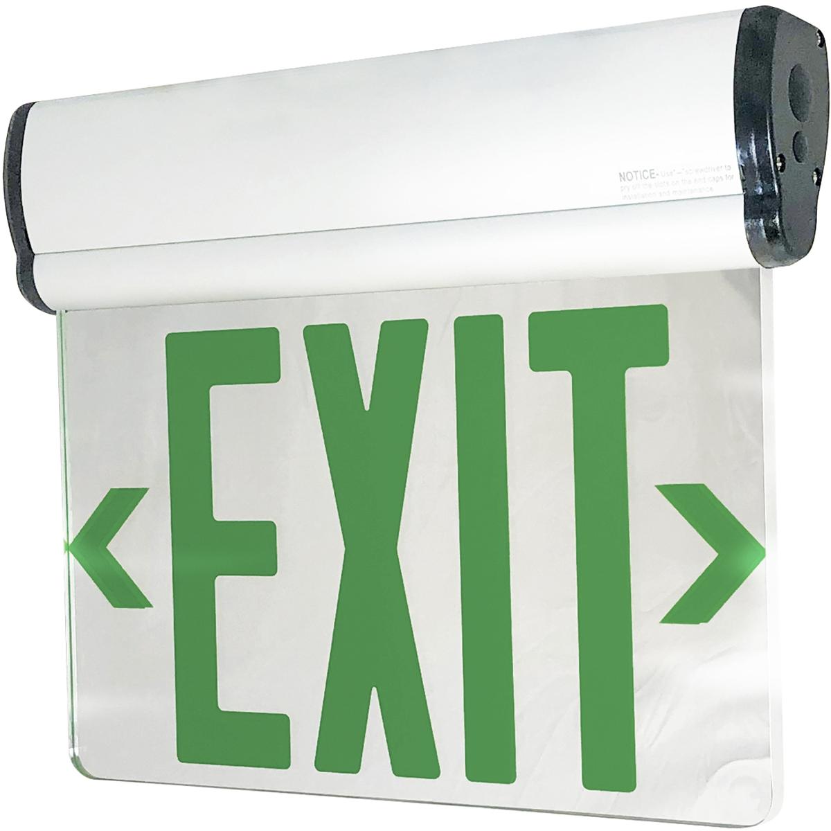 Nora Lighting NX-811-LEDG2MW Architectural 1 Light White Exit / Emergency Ceiling Light in Double-Faced, Green / Mirror / White