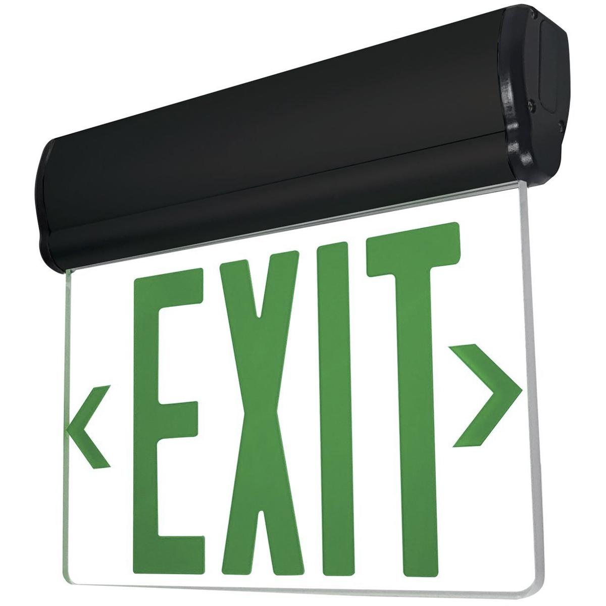 Nora Lighting NX-812-LEDGCB Architectural 1 Light 1.75 inch Black Exit / Emergency Ceiling Light in Single-Faced, Green / Clear / Black