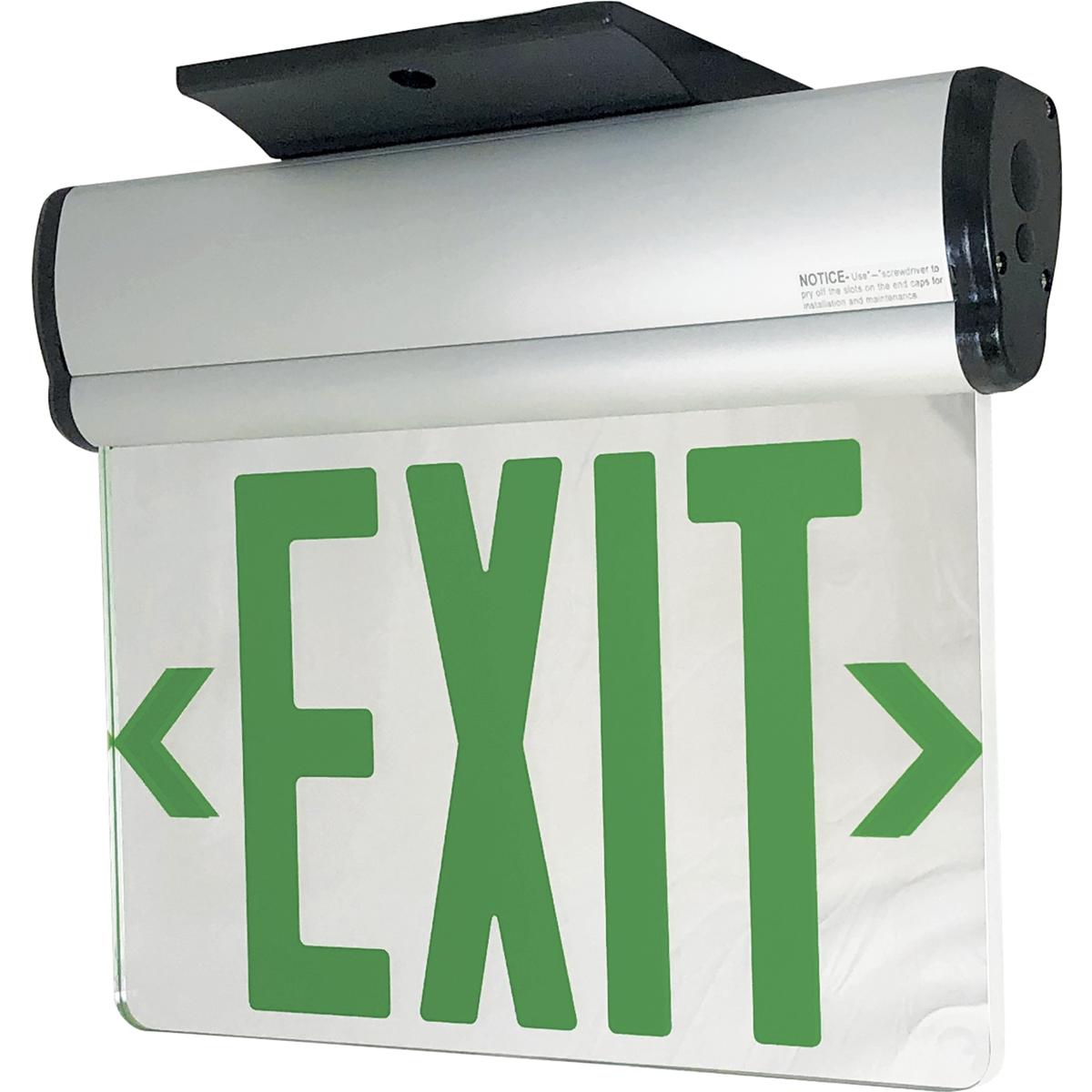 Nora Lighting NX-811-LEDGMA Architectural 1 Light Aluminum Exit / Emergency Ceiling Light in Single-Faced, Green / Mirror / Aluminum