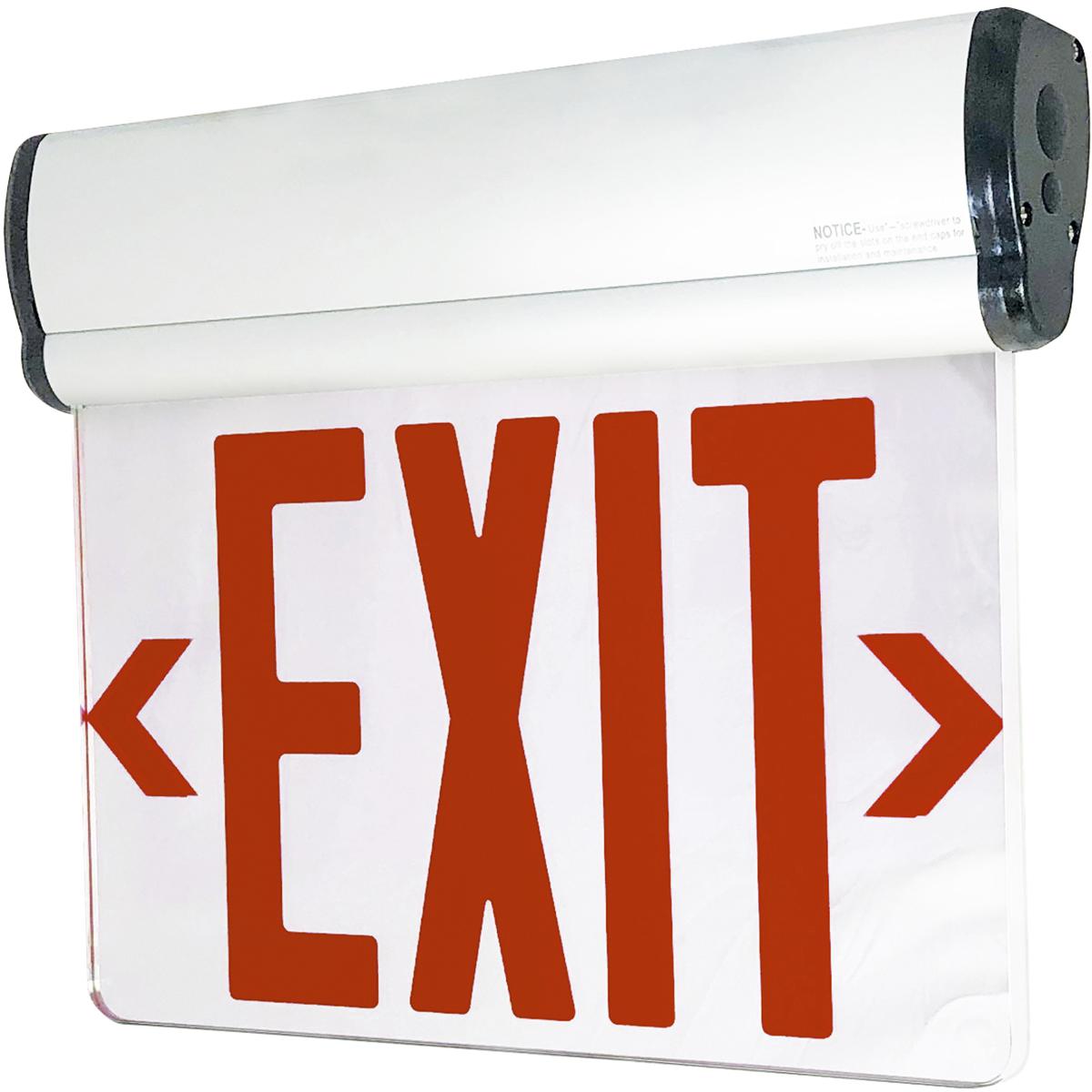 Nora Lighting NX-811-LEDR2MW Architectural 1 Light White Exit / Emergency Ceiling Light in Double-Faced, Red / Mirror / White